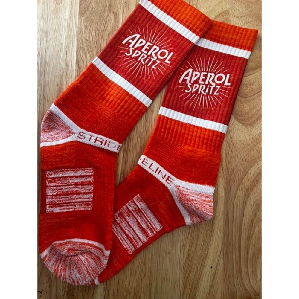 Strideline Socks Unisex Large Orange White Graphic Crew Performance